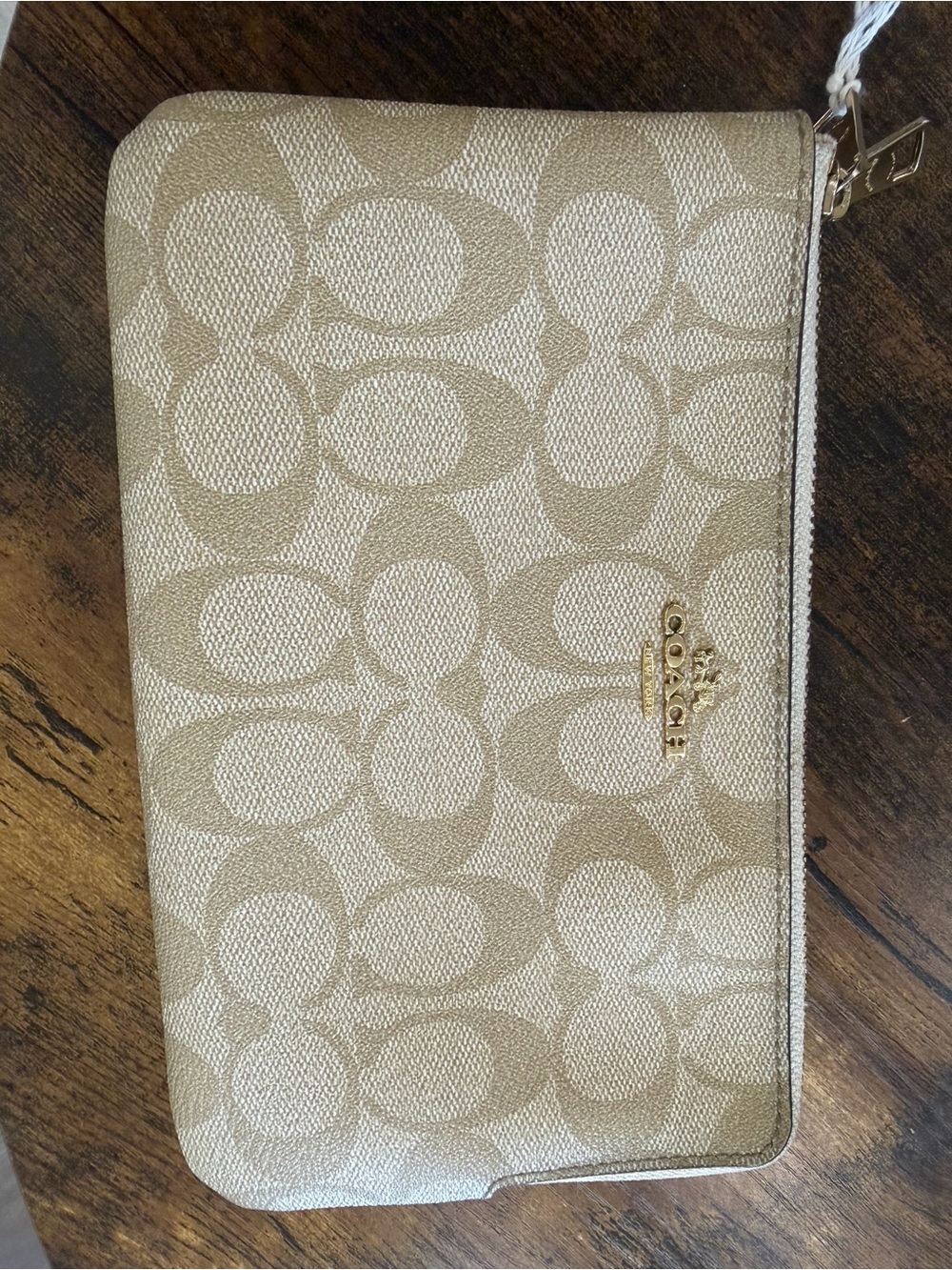 Coach Zip-Around Wallet in Khaki and Chalk Signature Print